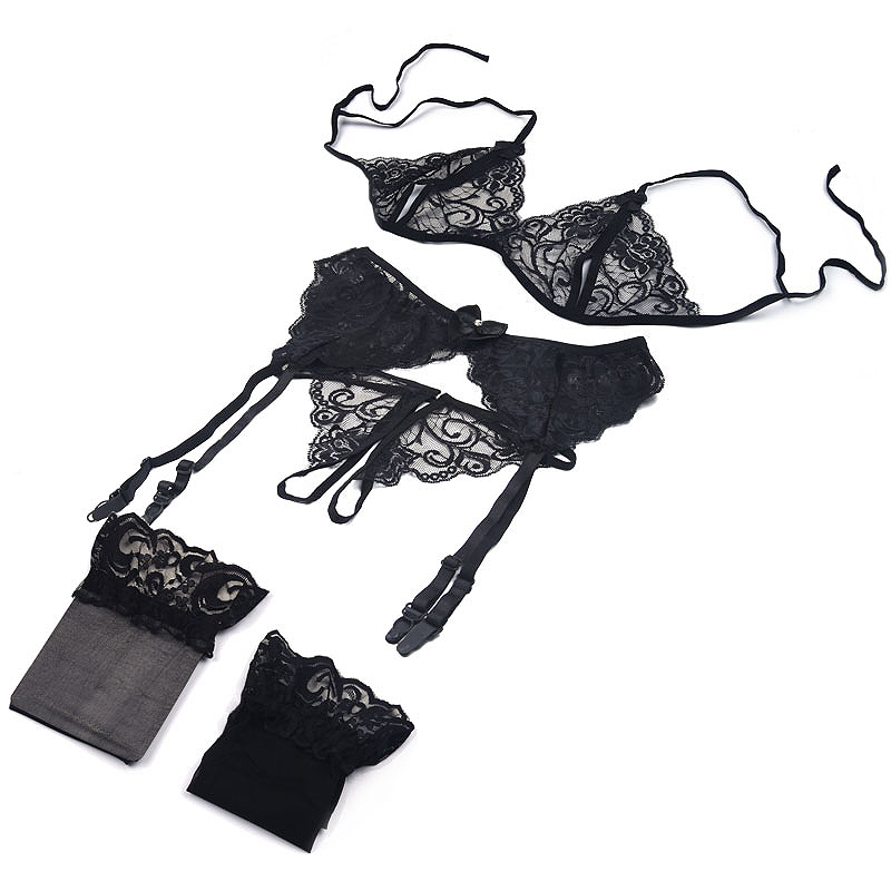 Sheer Mesh Bra - 1 set di lingerie in pizzo